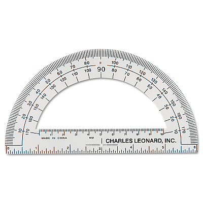 Charles Leonard Open Center Protractor, Plastic, 6" Ruler Edge, Clear (LEO77106EA)