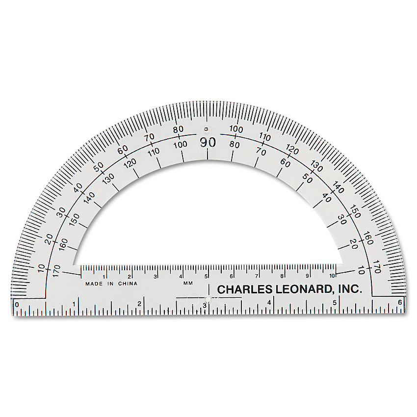 Charles Leonard Open Center Protractor, Plastic, 6" Ruler Edge, Clear (LEO77106EA)