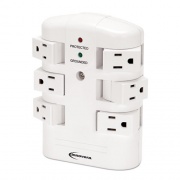 Innovera Wall Mount Surge Protector, 6 AC Outlets, 2,160 J, White (71651)
