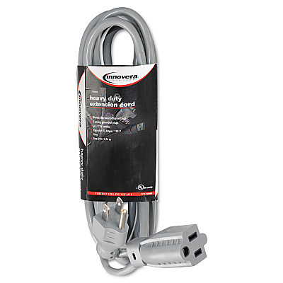 Innovera Indoor Heavy-Duty Extension Cord, 9 ft, 13 A, Gray (IVR72209)