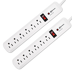 Innovera Surge Protector, 6 AC Outlets, 4 ft Cord, 540 J, White, 2/Pack (IVR71653)