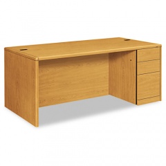 HON 10700 Series Single Pedestal Desk with Full-Height Pedestal on Right, 72" x 36" x 29.5", Harvest (10787RCC)