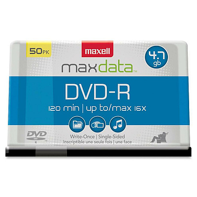 Maxell DVD Recordable Media - DVD-R - 16x - 4.70 GB - 50 Pack Spindle (MAX638011)