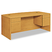 HON 10500 Series Bow Front Double Pedestal Desk, 72" x 36" x 29.5", Harvest (HON10595CC)
