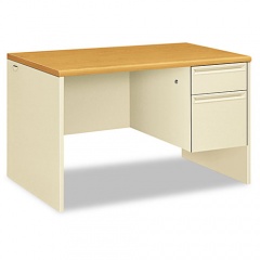 HON 38000 Series Right Pedestal Desk, 48" x 30" x 29.5", Harvest/Putty (38251CL)