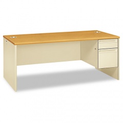 HON 38000 Series Right Pedestal Desk, 72" x 36" x 29.5", Harvest/Putty (38293RCL)