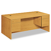 HON 10500 Series Double 3/4-Height Pedestal Desk, Left and Right: Box/File, 72" x 36" x 29.5", Harvest (HON10593CC)