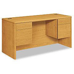 HON 10700 Kneespace Credenza, 3/4 Height Pedestals, 60w x 24d x 29.5h, Harvest (HON10765CC)
