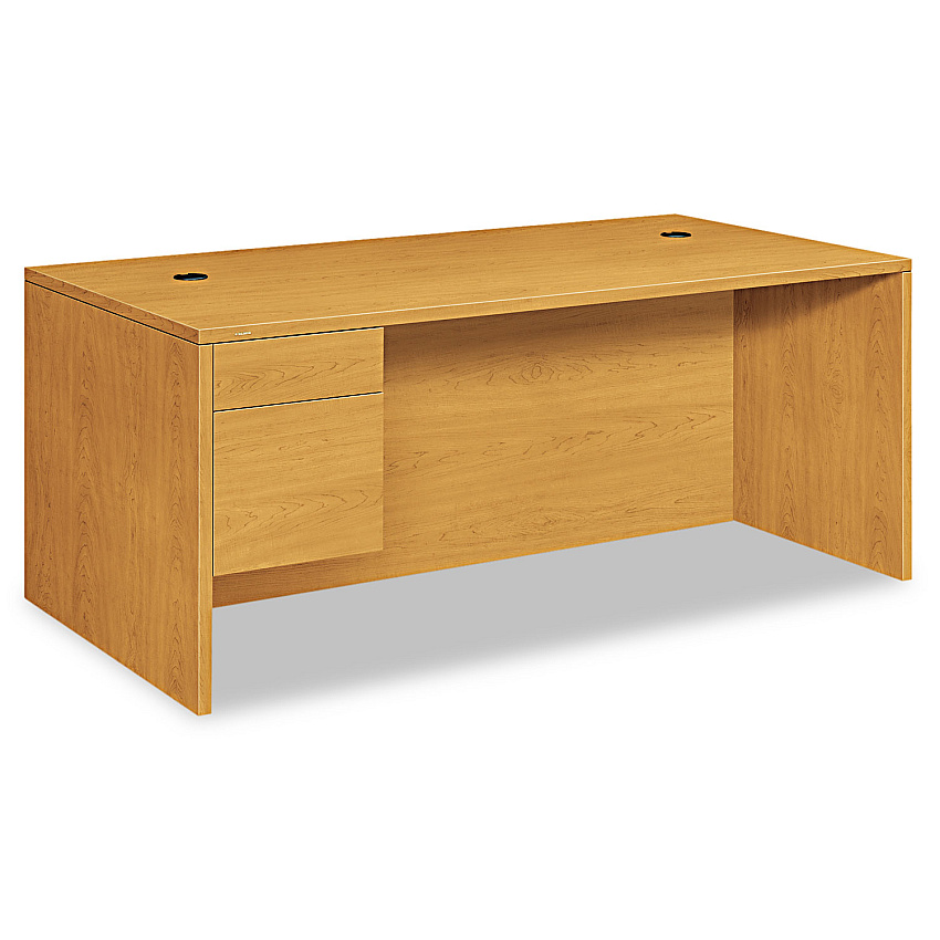 HON 10500 Series "L" Workstation Single Pedestal Desk with 3/4 Height Pedestal, 72" x 36" x 29.5", Harvest (HON10586LCC)
