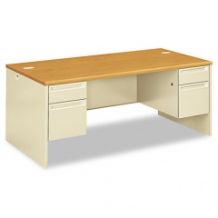 HON 38000 Series Double Pedestal Desk, 72" x 36" x 29.5", Harvest/Putty (38180CL)