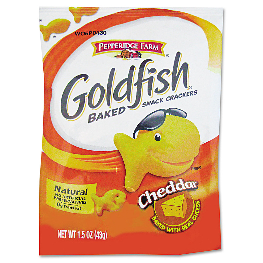 Pepperidge Farm Goldfish Crackers, Cheddar, Single-Serve Snack, 1.5oz Bag, 72/Carton (PPF13539)