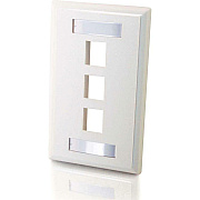 C2G 3-port Keystone Wall Plate - White (03412)