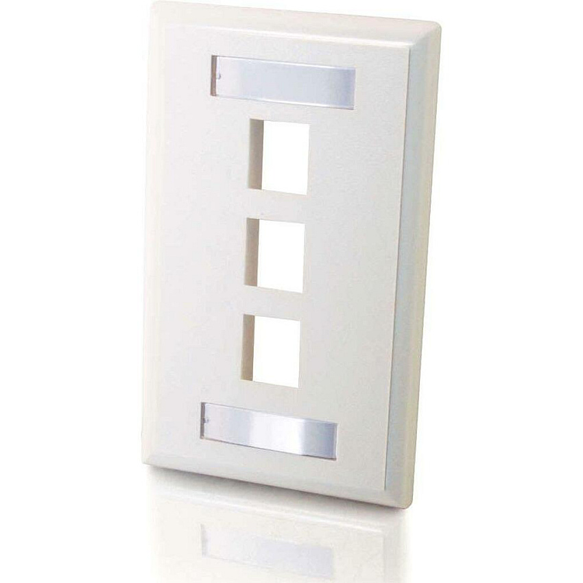 C2G 3-port Keystone Wall Plate - White (03412)