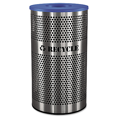 Ex-Cell Stainless Steel Recycle Receptacle, 33 gal, Stainless Steel (EXCVCR33PERFS)