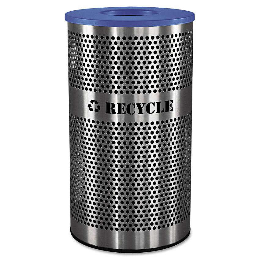 Ex-Cell Stainless Steel Recycle Receptacle, 33 gal, Stainless Steel (EXCVCR33PERFS)