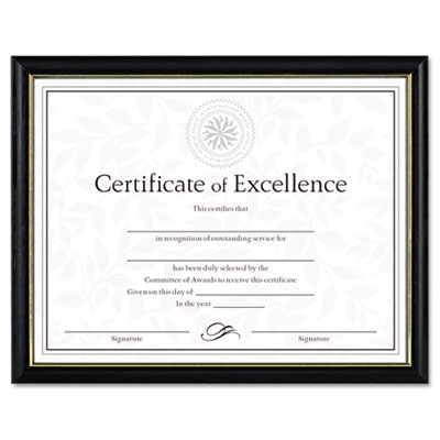 DAX Two-Tone Document/Diploma Frame, Wood, 8.5 x 11, Black with Gold Leaf Trim (DAXN17981BT)