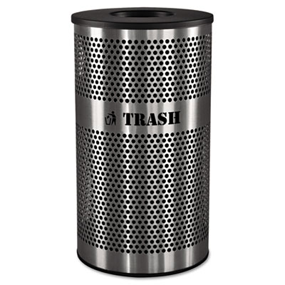Ex-Cell Stainless Steel Trash Receptacle, 33 gal, Stainless Steel (VCT33PERFS)