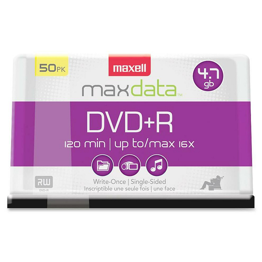 Maxell DVD Recordable Media - DVD+R - 16x - 4.70 GB - 50 Pack Spindle (MAX639013)