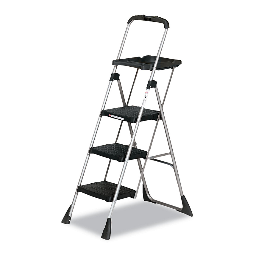 COSCO Max Work Platform, 55" Working Height, 225 lb Capacity, 3 Steps, Steel, Black (CSC11880PBL1E)