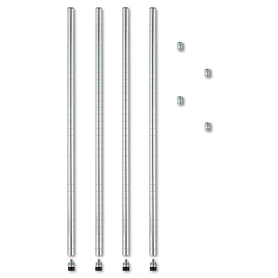 Alera Stackable Posts For Wire Shelving, 36" High, Silver, 4/Pack (ALESW59PO36SR)