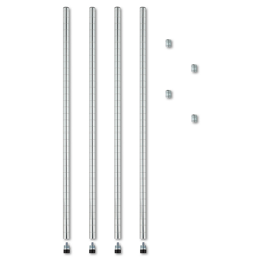 Alera Stackable Posts For Wire Shelving, 36" High, Silver, 4/Pack (ALESW59PO36SR)