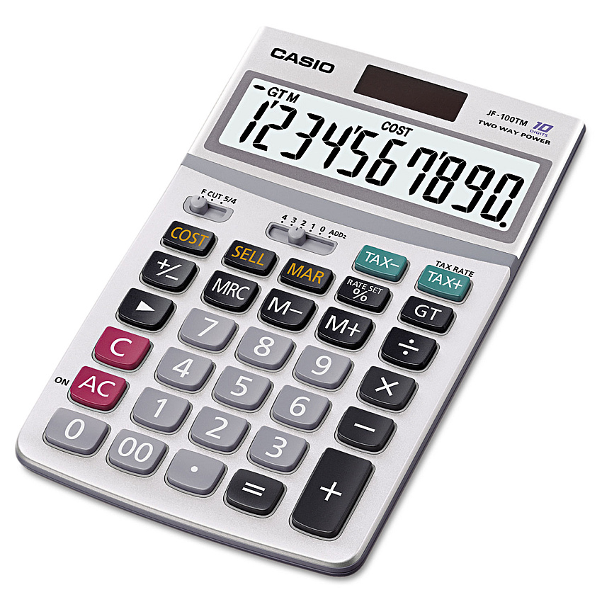 Casio JF100MS Desktop Calculator, 10-Digit LCD (CSOJF100BM)
