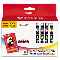 Canon 4546B007 (CLI-226) ChromaLife100+ Ink/Paper Combo, Black/Cyan/Magenta/Yellow