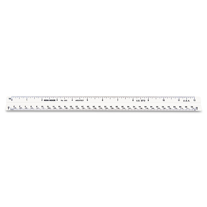 Chartpak Triangular Scale, Plastic, 12" Long, Architectural, White (KOH3272BC)
