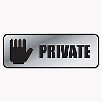 COSCO Brushed Metal Office Sign, Private, 9 x 3, Silver (COS098210)