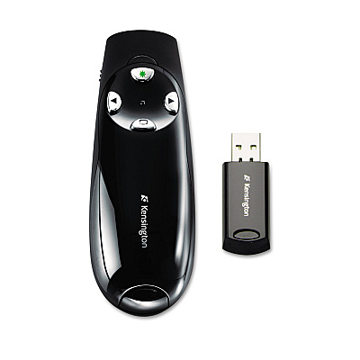Kensington Wireless Presenter Pro with Green Laser, Class 2, 150 ft Range, Black (KMW72353)