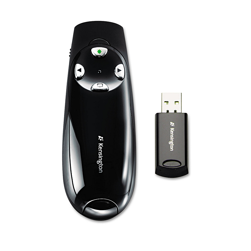 Kensington Wireless Presenter Pro with Green Laser, Class 2, 150 ft Range, Black (KMW72353)