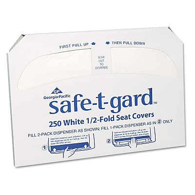 Georgia Pacific Professional Safe-T-Gard Half-Fold Toilet Seat Covers, 14.5 x 17, White, 250/Pack, 20 Packs/Carton (GPC47046)
