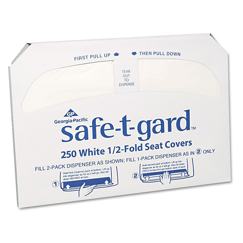 Georgia Pacific Professional Safe-T-Gard Half-Fold Toilet Seat Covers, 14.5 x 17, White, 250/Pack, 20 Packs/Carton (GPC47046)