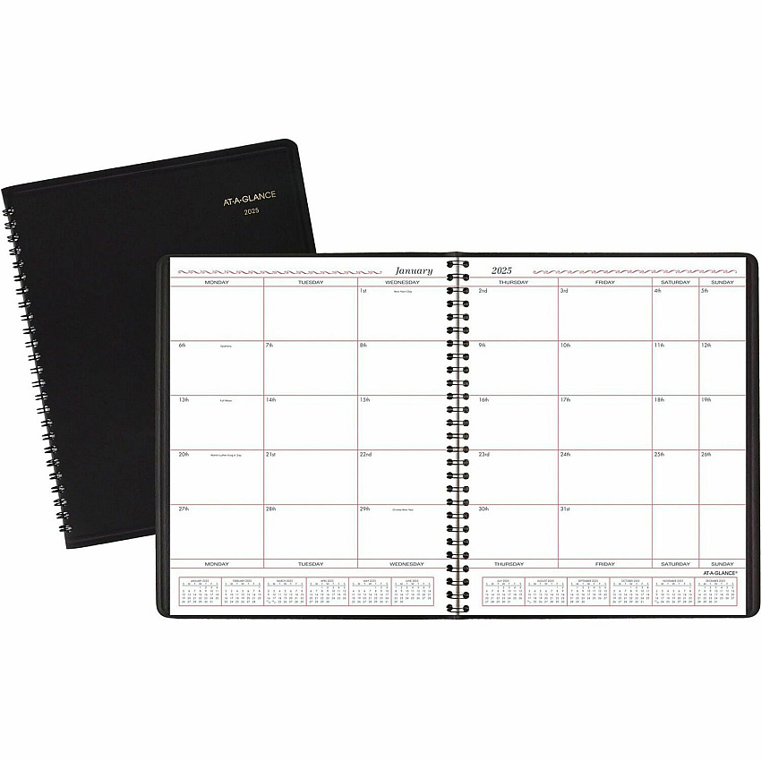 AT-A-GLANCE Monthly Planner in Business Week Format, 10 x 8, Black Cover, 12-Month (Jan to Dec): 2026 (7013005)