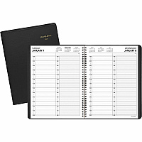 AT-A-GLANCE Two-Person Group Daily Appointment Book, 11 x 8, Black Cover, 12-Month (Jan to Dec): 2026 (7022205)