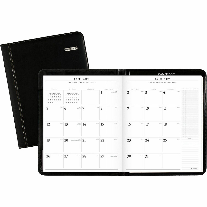 AT-A-GLANCE Executive Monthly Padfolio, 11 x 9, Black Cover, 13-Month: Jan 2026 to Jan 2027 (7029005)