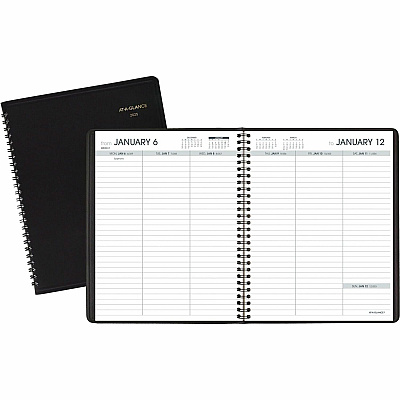 AT-A-GLANCE Weekly Planner Ruled for Open Scheduling, 8.75 x 6.75, Black Cover, 12-Month (Jan to Dec): 2026 (7085505)