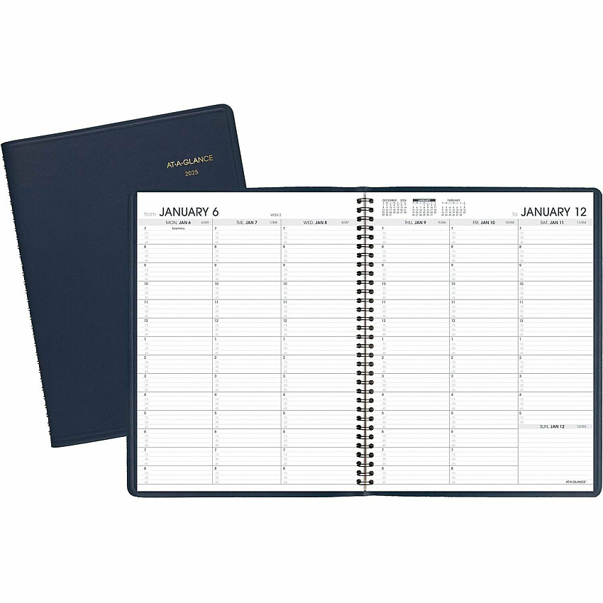 AT-A-GLANCE Weekly Appointment Book, 11 x 8.25, Navy Cover, 13-Month: Jan 2026 to Jan 2027 (7095020)