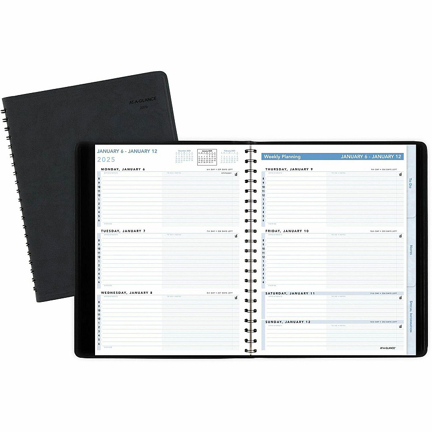 AT-A-GLANCE The Action Planner Weekly Appointment Book, 11 x 8, Black Cover, 12-Month (Jan to Dec): 2026 (70EP0105)