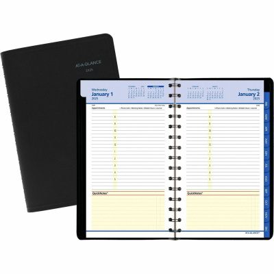 At-A-Glance QuickNotes Appointment Book Planner - Small Size - Julian Dates - Daily, Monthly - 1 Year - January 2024 - December 2024 - 8:00 AM to 5:00 PM - Hourly - 1 Day Single Page Layout 1 Month Double Page Layout - 5
