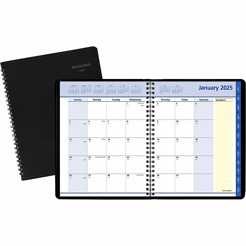 AT-A-GLANCE QuickNotes Monthly Planner, 8.75 x 7, Black Cover, 12-Month (Jan to Dec): 2026 (760805)