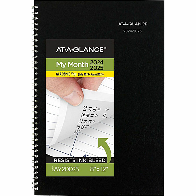 AT-A-GLANCE DayMinder Monthly Planner, Academic Year, Ruled Blocks, 12 x 8, Black Cover, 14-Month: July 2025 to Aug 2026 (AY200)