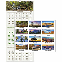 AT-A-GLANCE Scenic Three-Month Wall Calendar, Landscape Photography, 12 x 27, White Sheets, 14-Month: Dec 2025 to Jan 2027 (DMW50328)