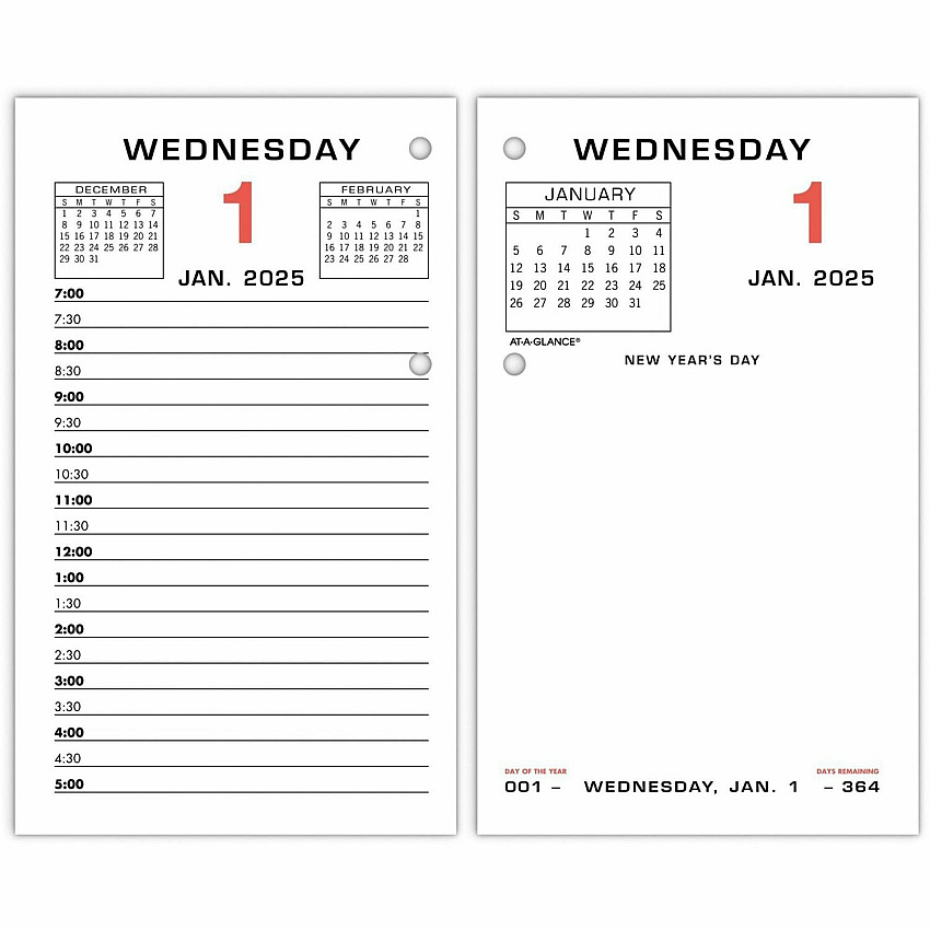 AT-A-GLANCE Two-Color Desk Calendar Refill, 3.5 x 6, White Sheets, 12-Month (Jan to Dec): 2026 (E01750)