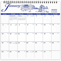AT-A-GLANCE Illustrator's Edition Wall Calendar, Victorian Illustrations Artwork, 12 x 12, White/Blue Sheets, 12-Month (Jan to Dec): 2026 (G100017)