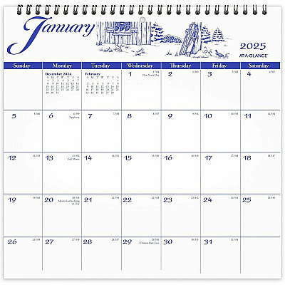 AT-A-GLANCE Illustrator's Edition Wall Calendar, Victorian Illustrations Artwork, 12 x 12, White/Blue Sheets, 12-Month (Jan to Dec): 2026 (G100017)