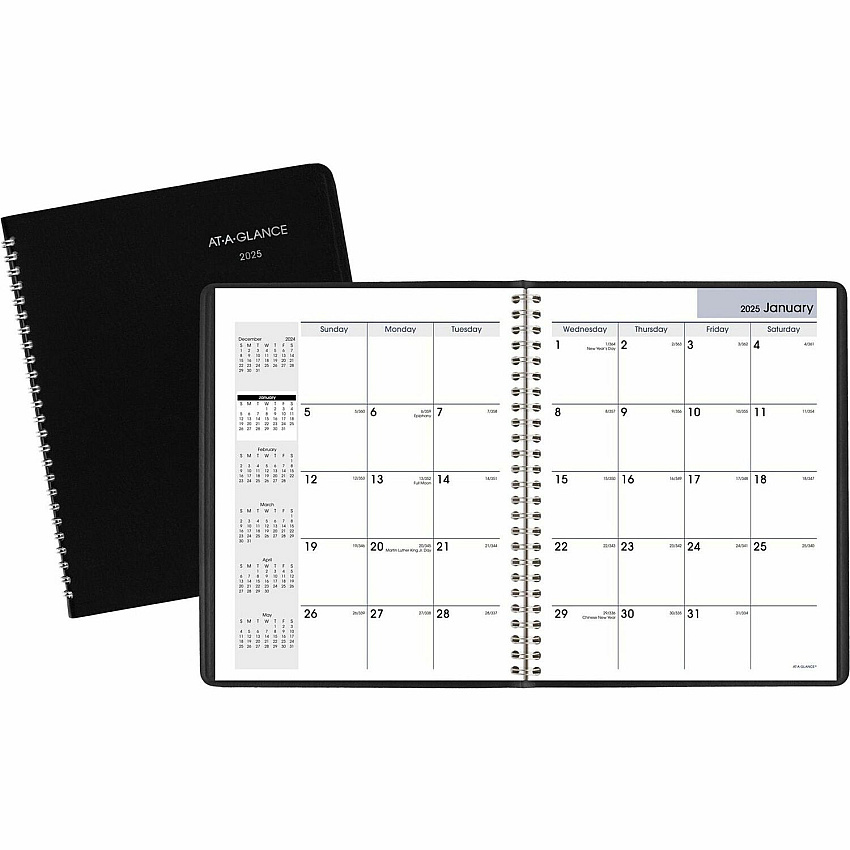 AT-A-GLANCE DayMinder Monthly Planner with Notes Column, Un-Ruled Blocks, 8.75 x 7, Black Cover, 12-Month (Jan to Dec): 2026 (G40000)