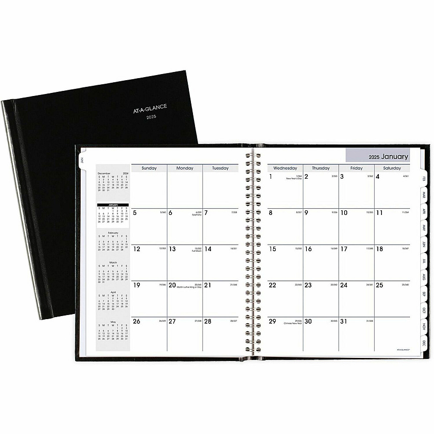 AT-A-GLANCE DayMinder Hard-Cover Monthly Planner with Memo Section, Unruled Blocks, 8.5 x 7, Black Cover, 12-Month (Jan to Dec): 2026 (G400H00)