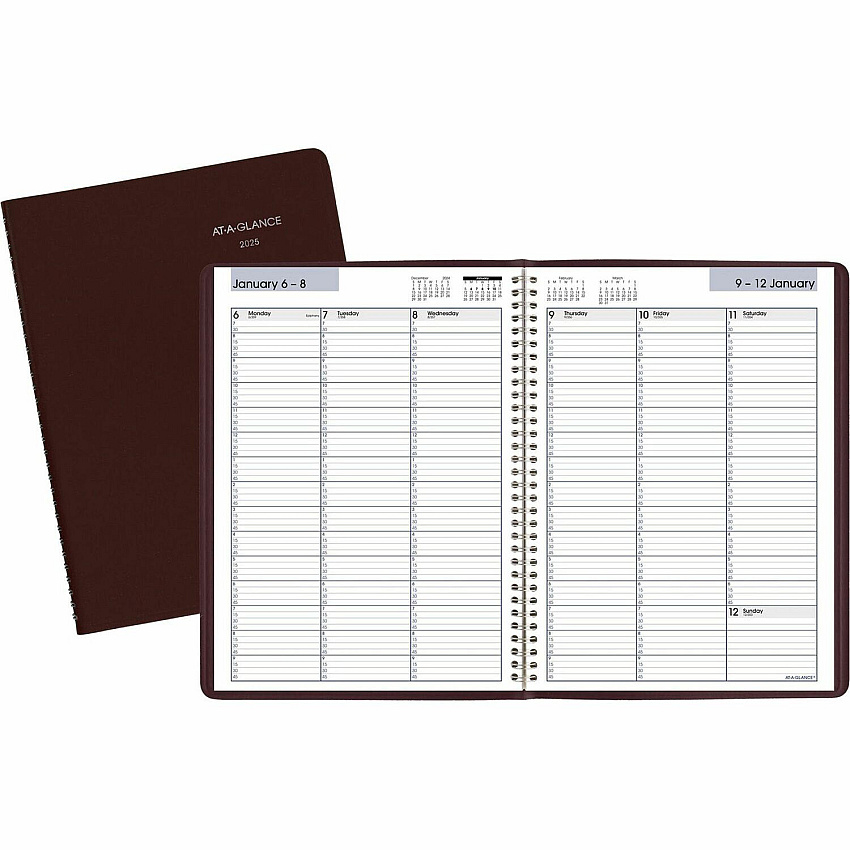 AT-A-GLANCE DayMinder Weekly Appointment Book, Vertical-Column Format, 11 x 8, Burgundy Cover, 12-Month (Jan to Dec): 2026 (G52014)