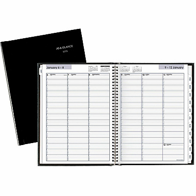 AT-A-GLANCE DayMinder Hardcover Weekly Vertical-Column Format Appointment Book, 11 x 8, Black Cover, 12-Month (Jan to Dec): 2026 (G520H00)